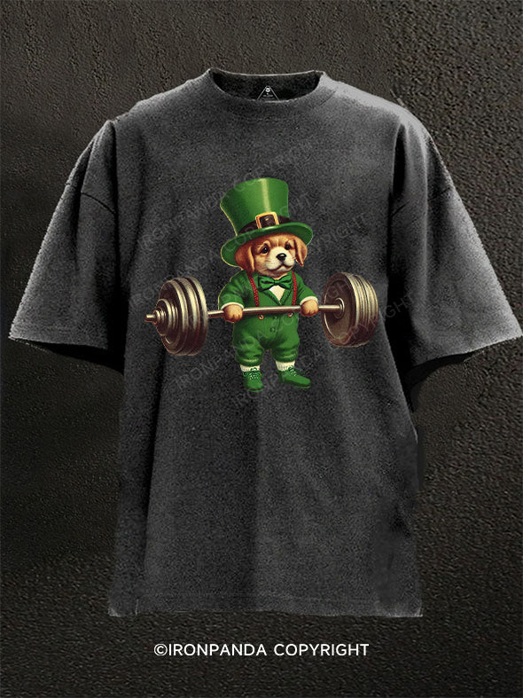 Lucky puppy weightlifting Washed Gym Shirt