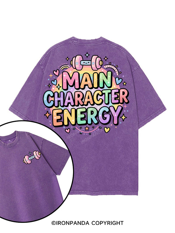 MAIN CHARACTER ENERGY printed Gym Shirt