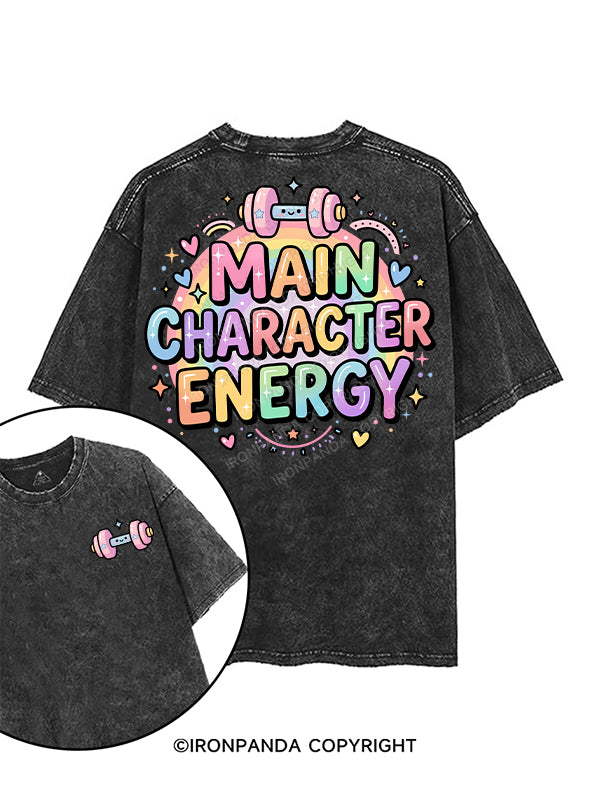 MAIN CHARACTER ENERGY printed Gym Shirt