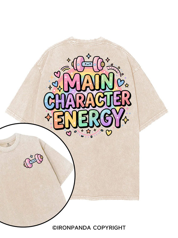MAIN CHARACTER ENERGY printed Gym Shirt