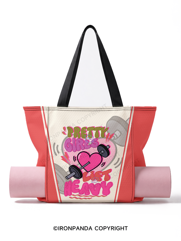 PRETTY GIRLS LIFT HEAVY Yoga Mat Tote Bag