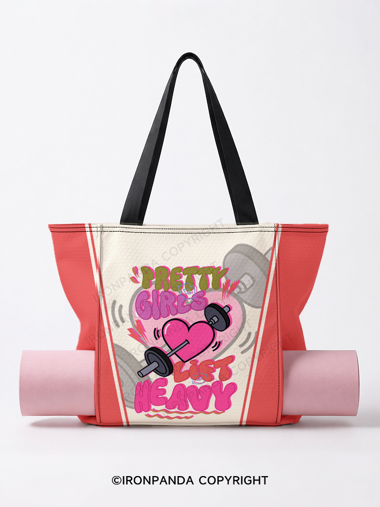 PRETTY GIRLS LIFT HEAVY Yoga Mat Tote Bag