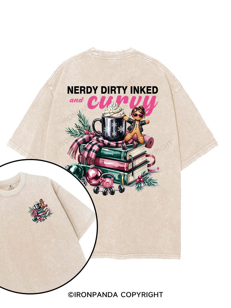 NERDY DIRTY INKED and curuy printed Gym Shirt