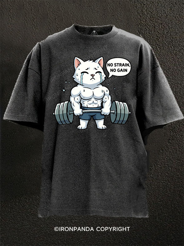 No Strain No Gain Washed Gym Shirt