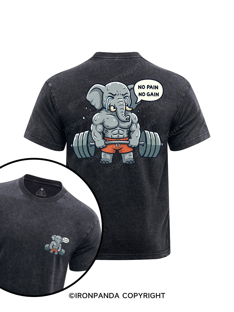 No Pain No Gain printed Washed Gym Shirt