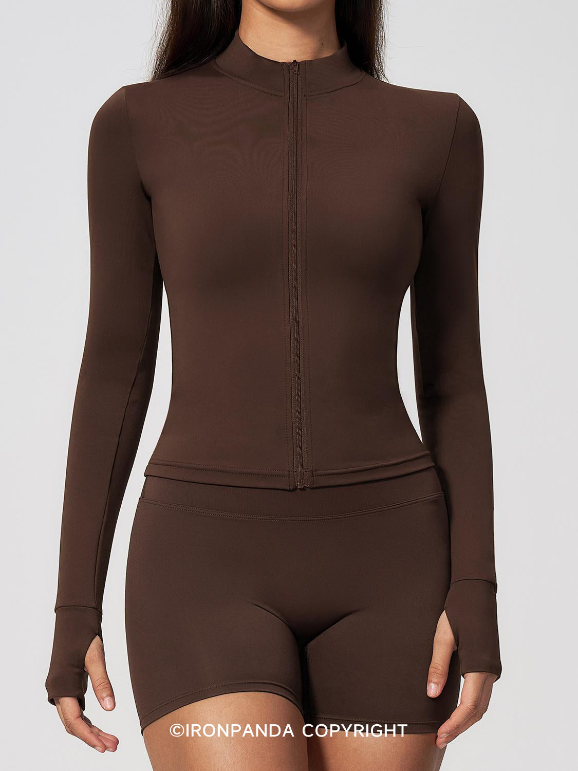 Full-Zip Long Sleeve Cropped Workout Jacket