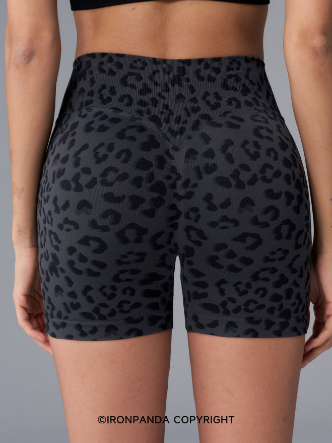 Leopard Print High-Waisted Yoga Shorts