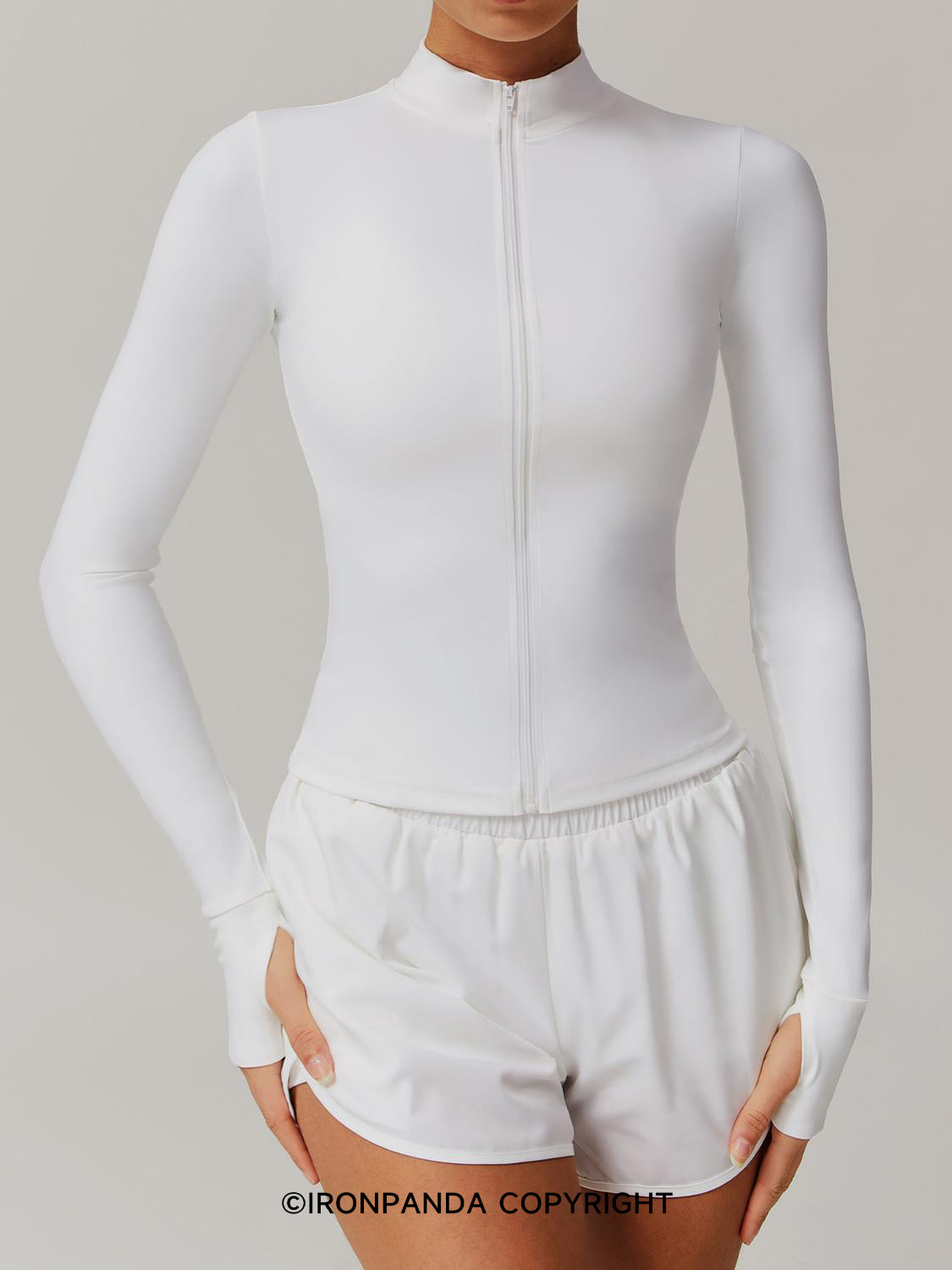 Full-Zip Long Sleeve Cropped Workout Jacket