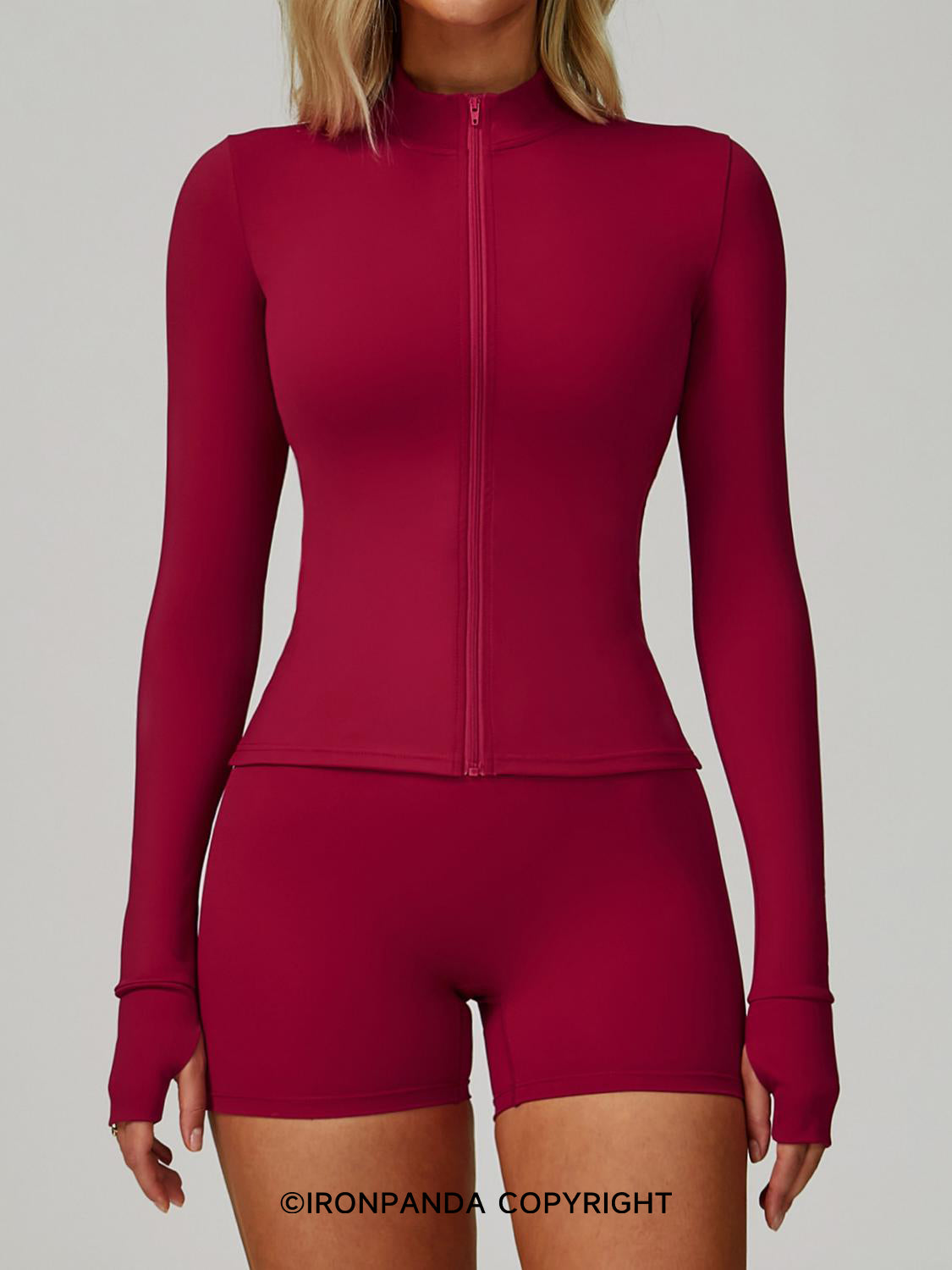 Full-Zip Long Sleeve Cropped Workout Jacket