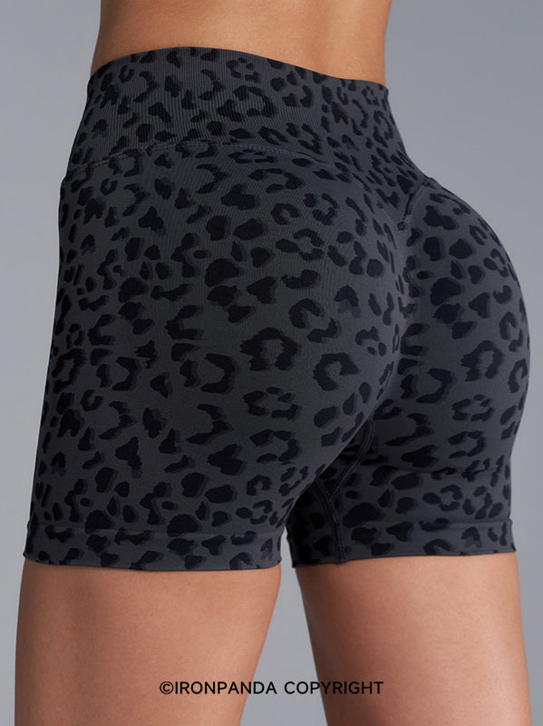 Leopard Print High-Waisted Yoga Shorts
