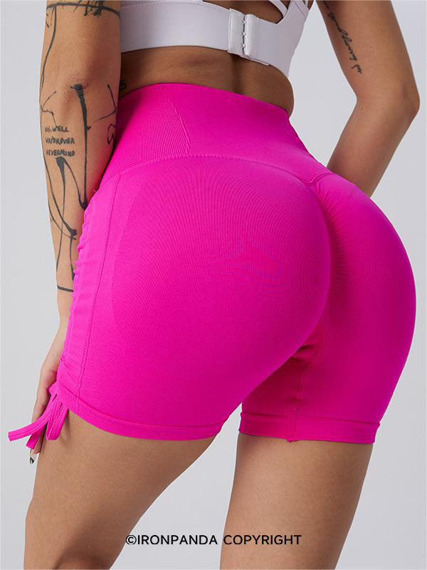 Drawstring High-Waist Yoga Shorts