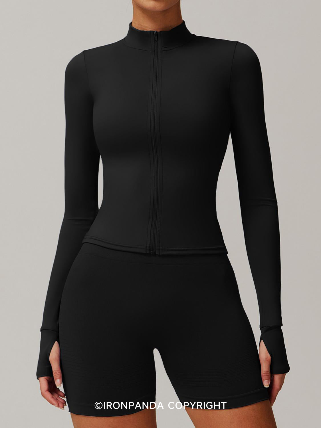 Full-Zip Long Sleeve Cropped Workout Jacket
