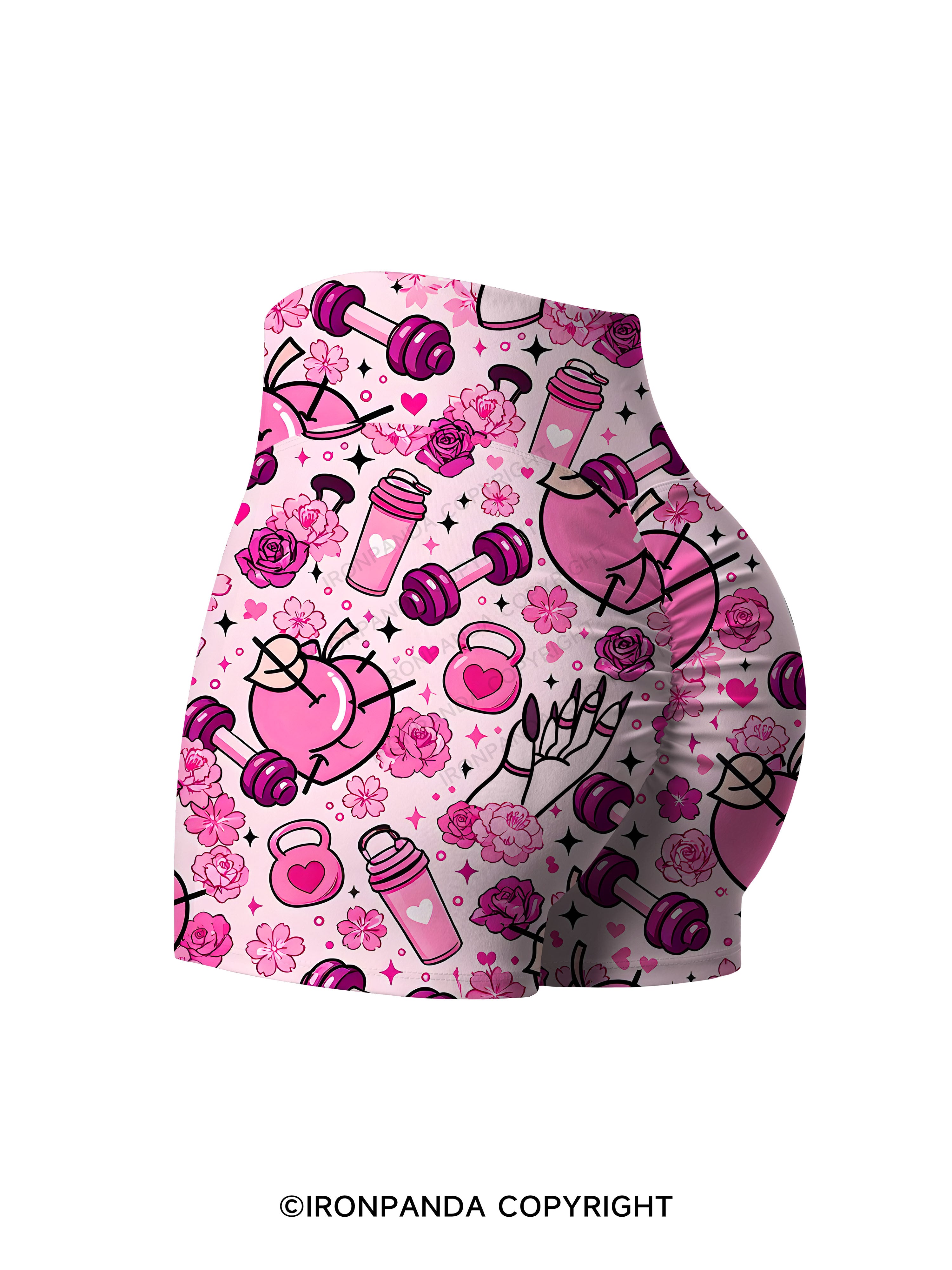 PEACHY VIBES Printed Yoga Shorts