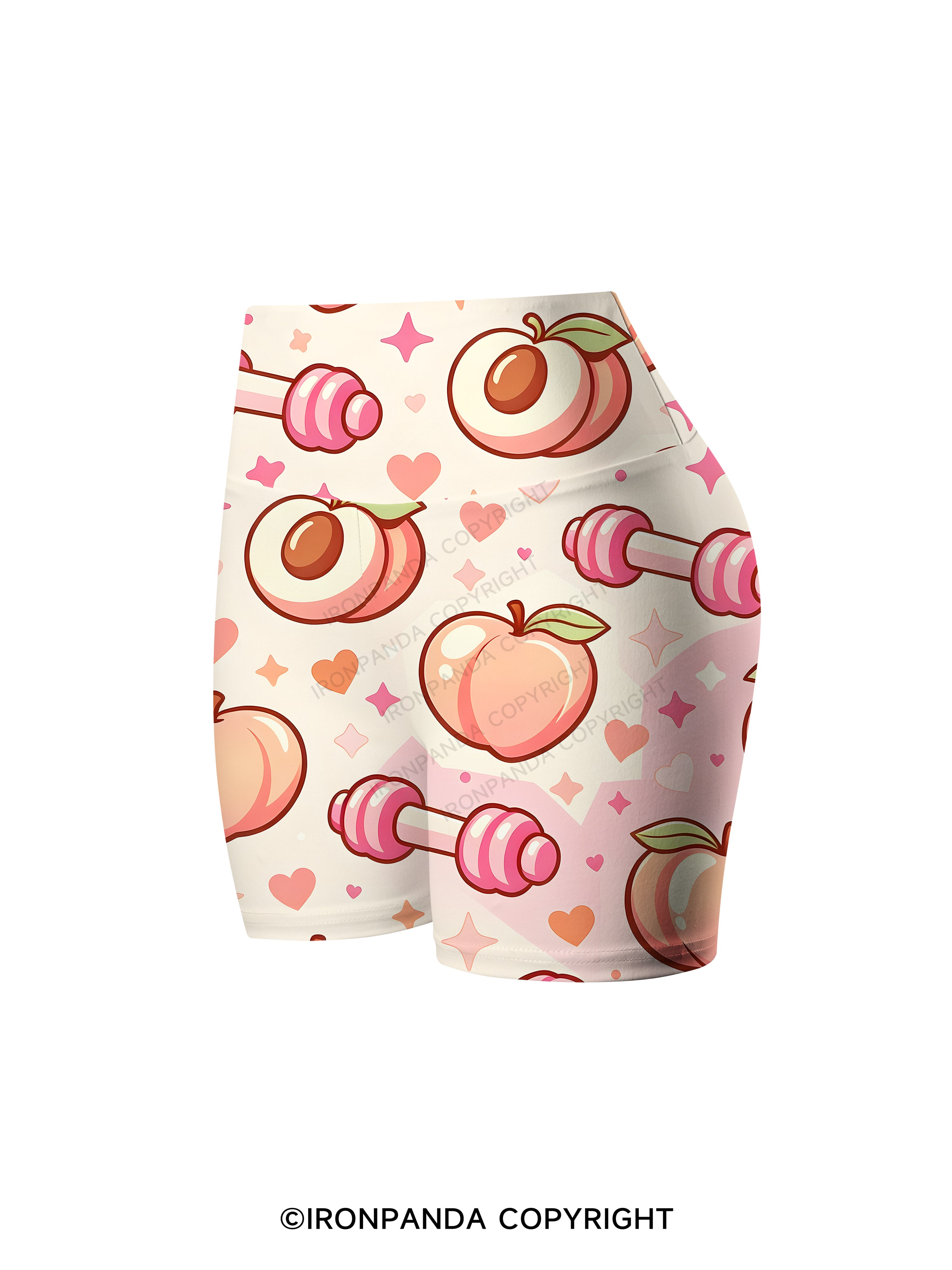 Peach Dumbbell Printed Yoga Cycling Shorts