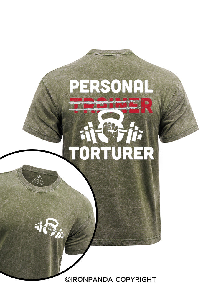 Personal Trainer torturer printed Washed Gym Shirt
