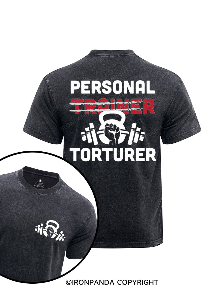 Personal Trainer torturer printed Washed Gym Shirt