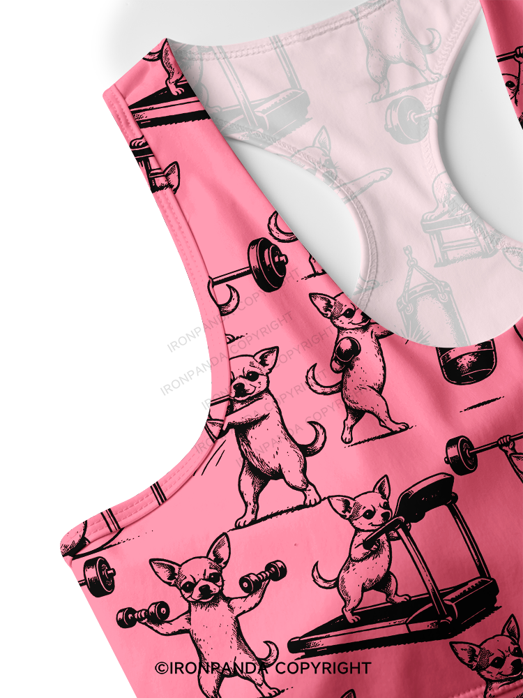 Chihuahua Workout Racerback Sports Bra