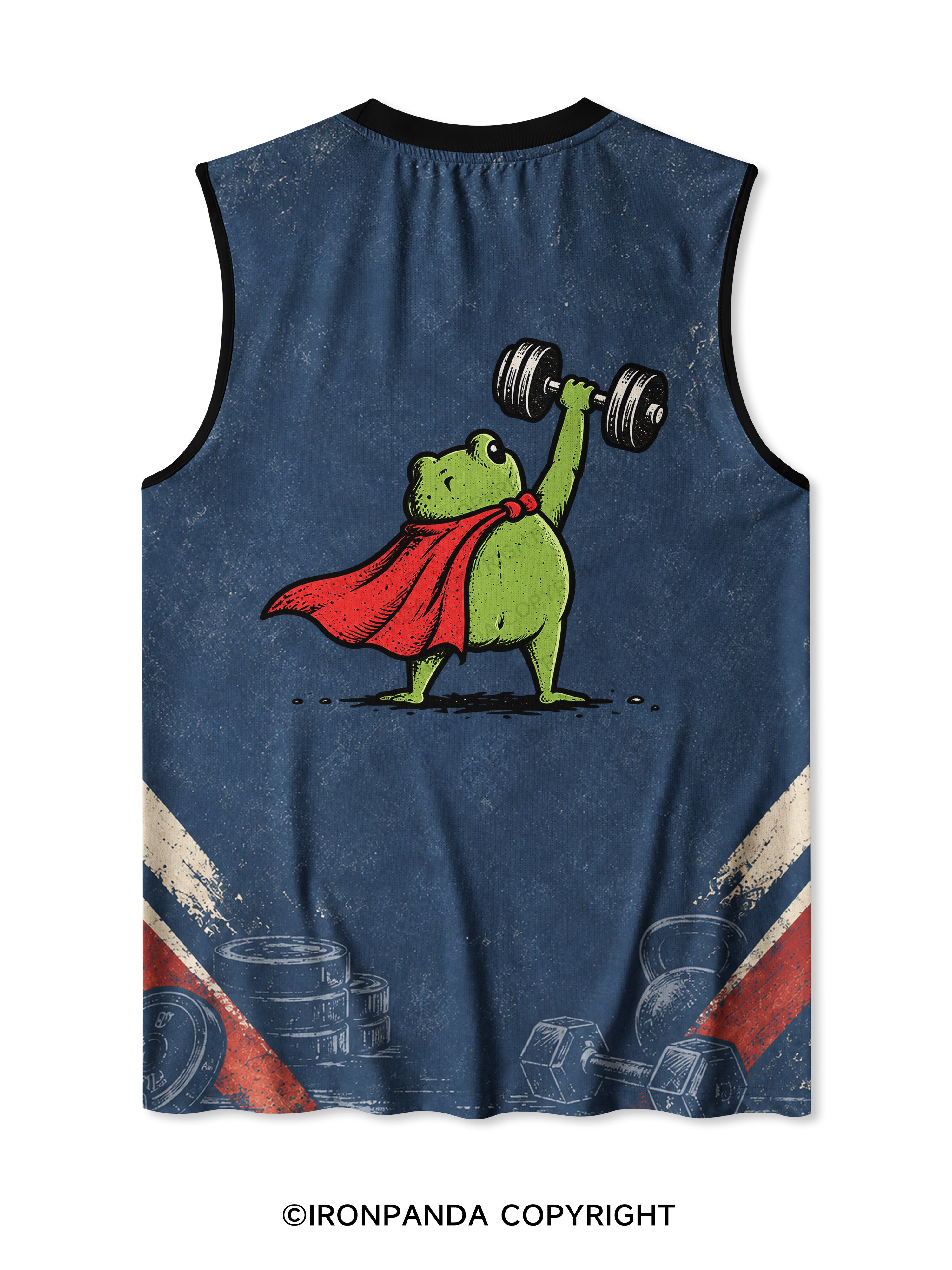 Huzzah Frog with Dumbbell Quick-Dry Mesh Tank
