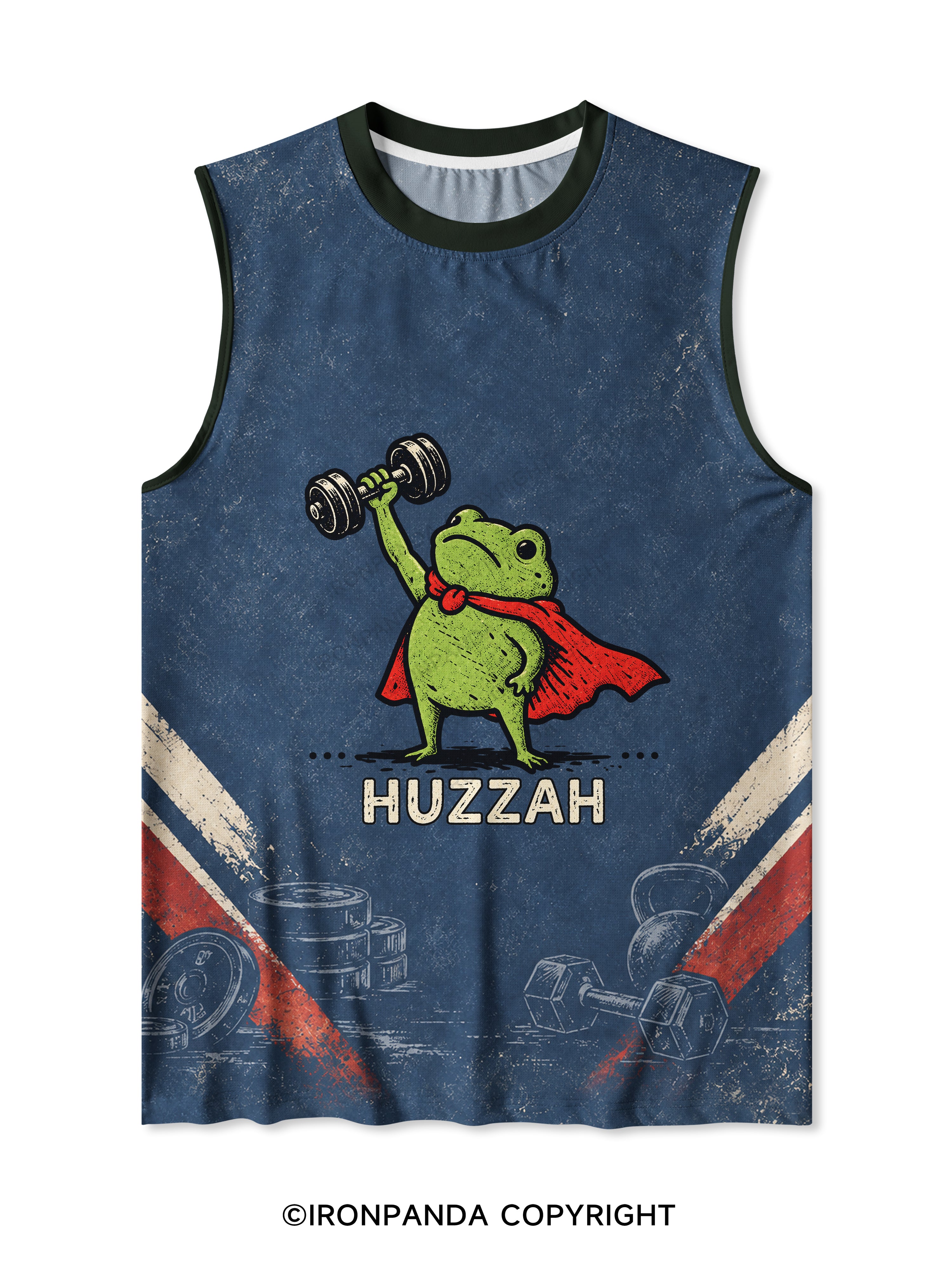 Huzzah Frog with Dumbbell Quick-Dry Mesh Tank