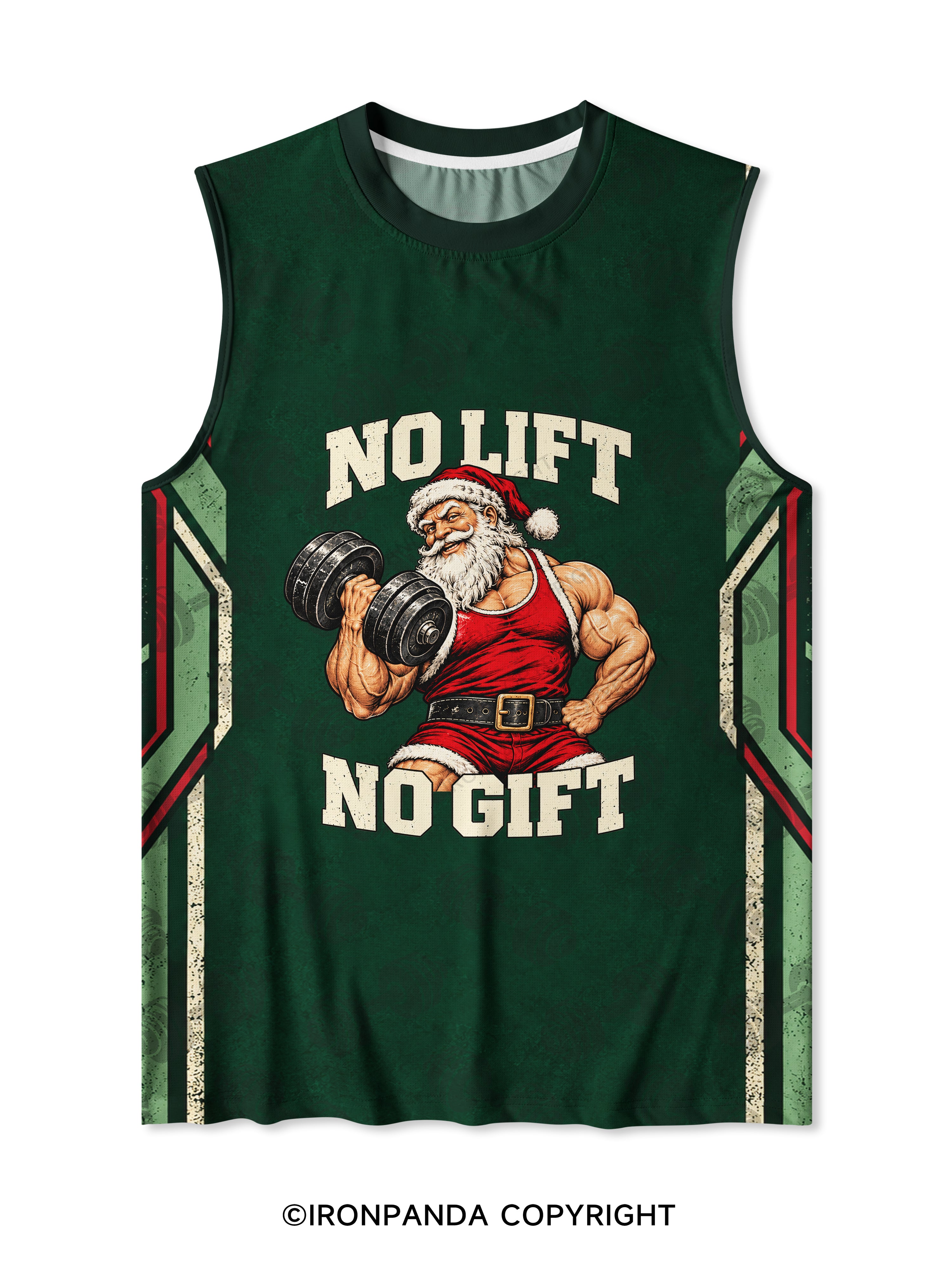 Funny No Lift No Gift Buff Santa Quick-Dry Mesh Tank