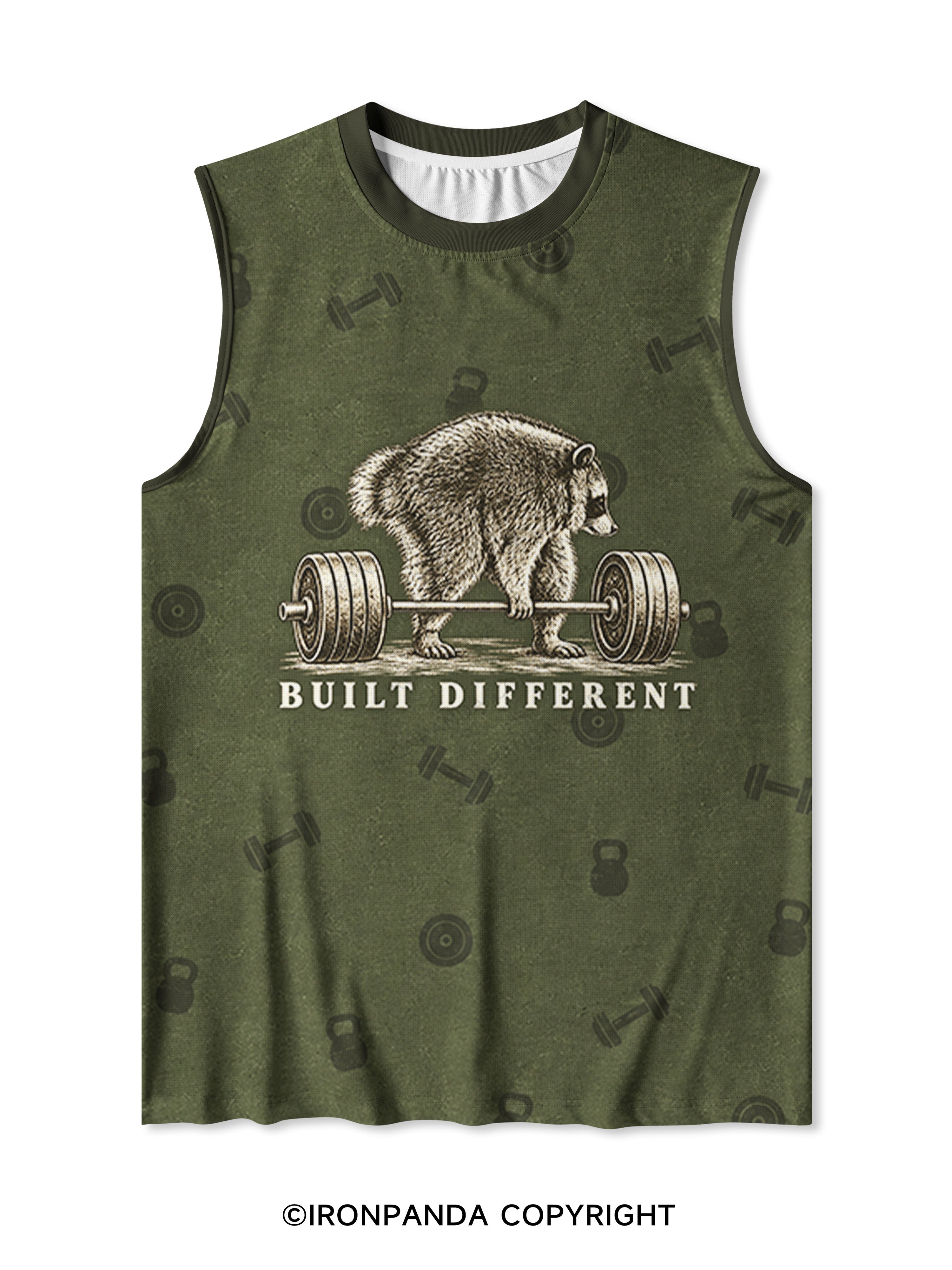 BUILT DIFFERENT RACCOON Quick-Dry Mesh Tank