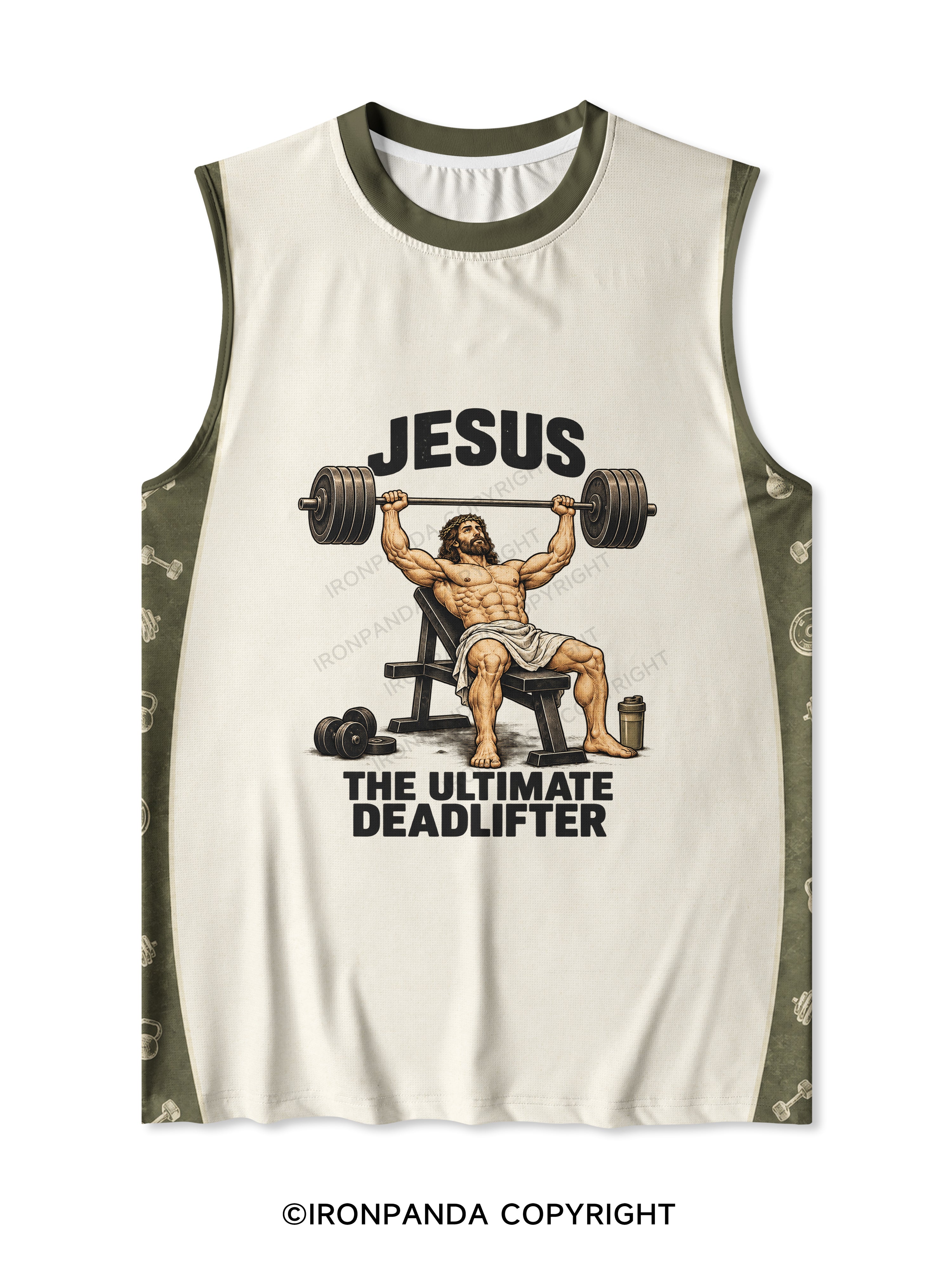 JESUS THE ULTIMATE DEADLIFTER Quick-Dry Mesh Tank