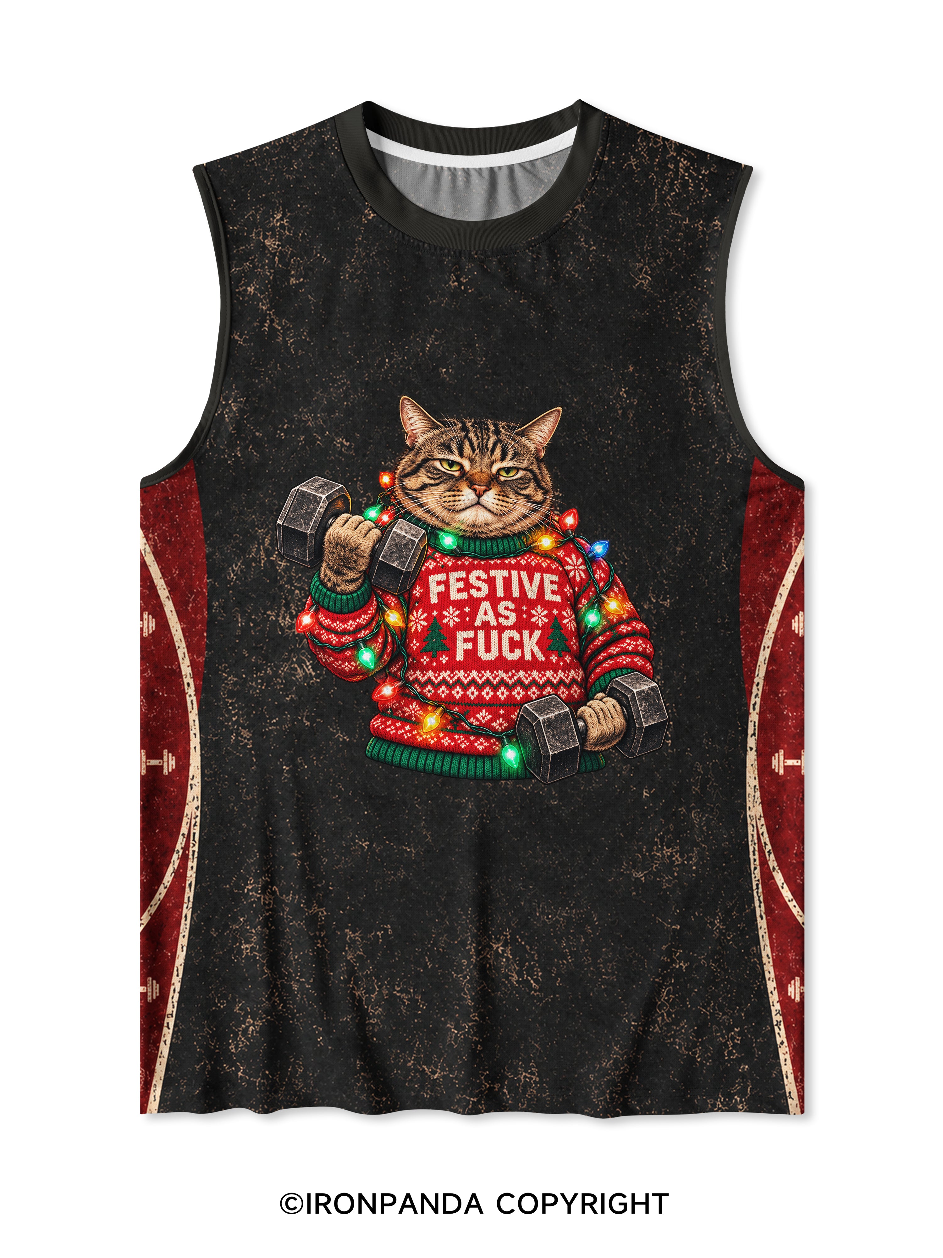 Festive As F*ck Cat Quick-Dry Mesh Tank