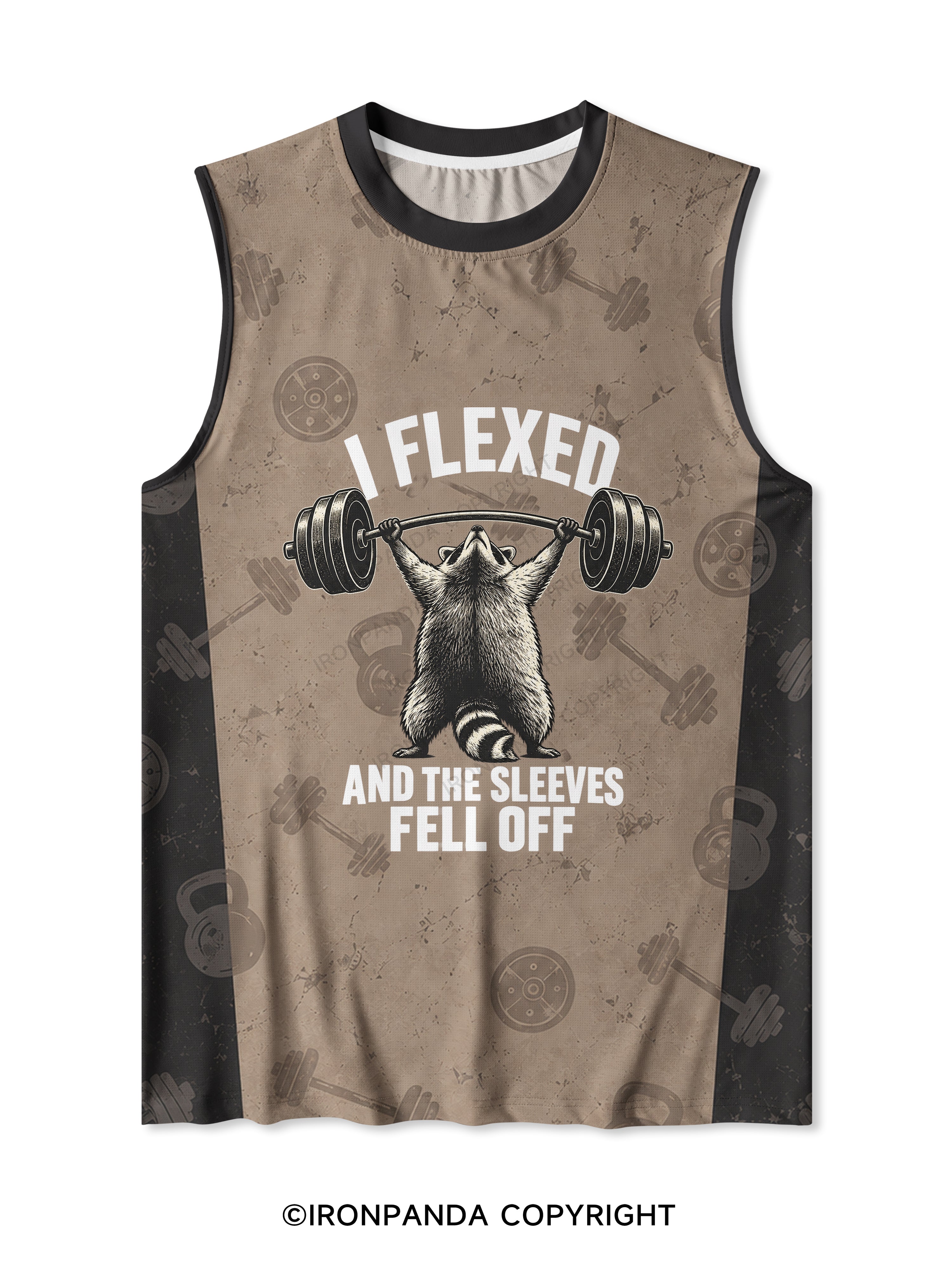I FLEXED AND THE SLEEVES FELL OFF FUNNY RACCOON Quick-Dry Mesh Tank