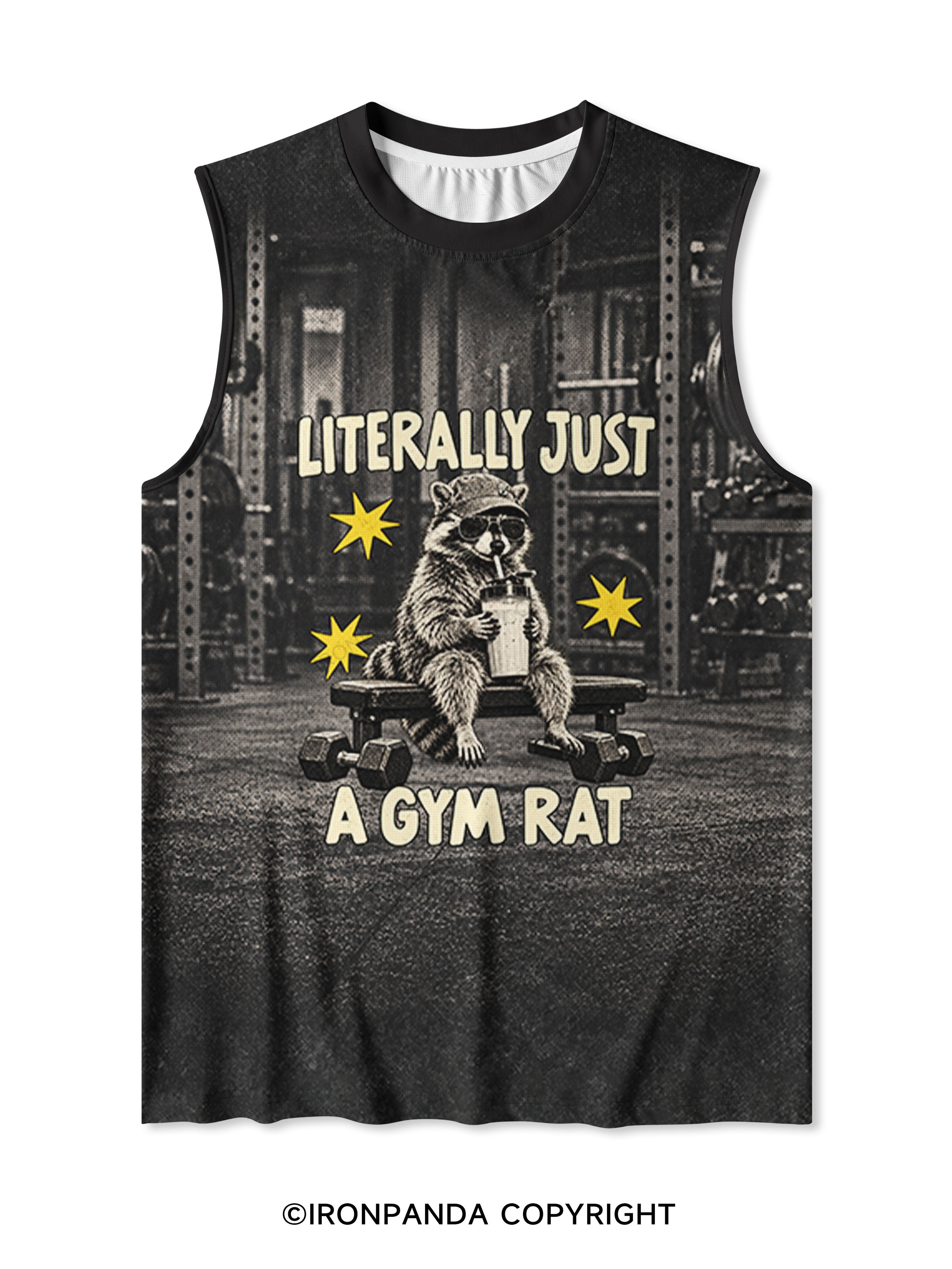 LITERALLY JUST A GYM RAT Quick-Dry Mesh Tank