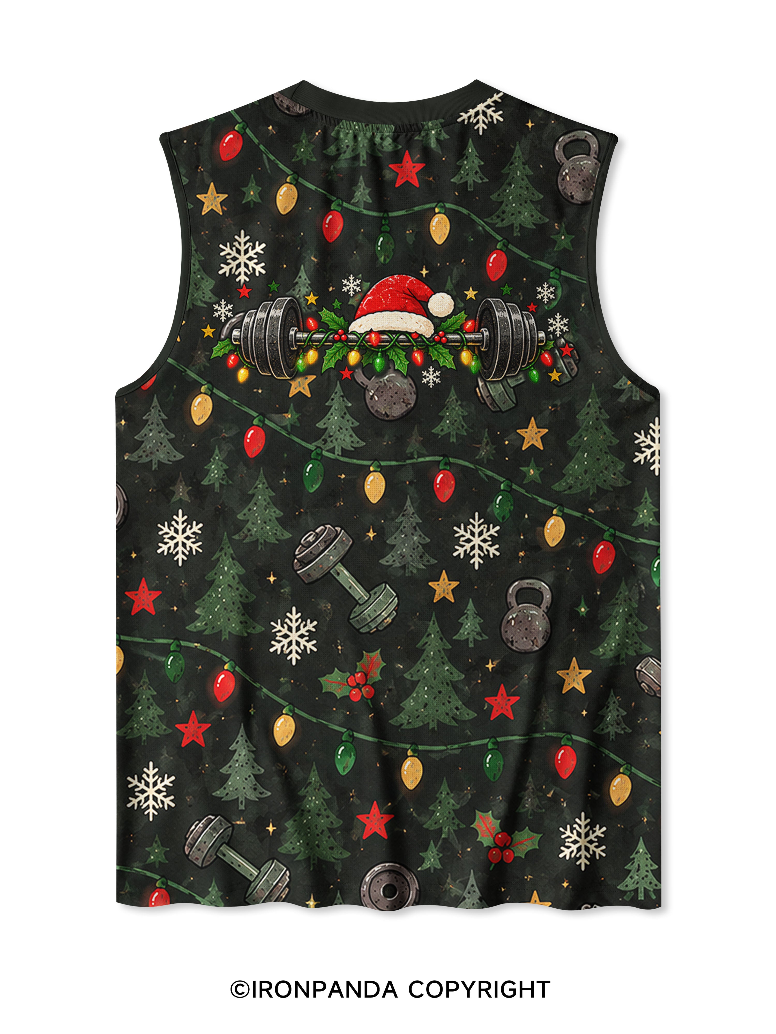 Santa Snowman Gingerbread Lifting Weights Quick-Dry Mesh Tank
