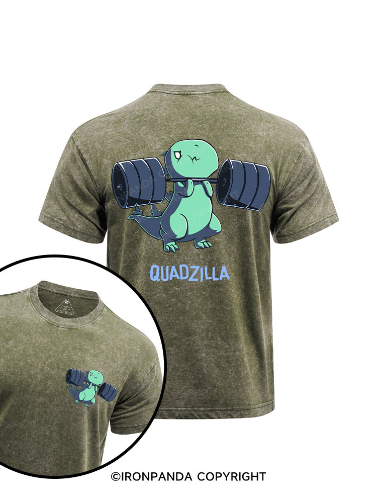 QUADZILLA printed Washed Gym Shirt