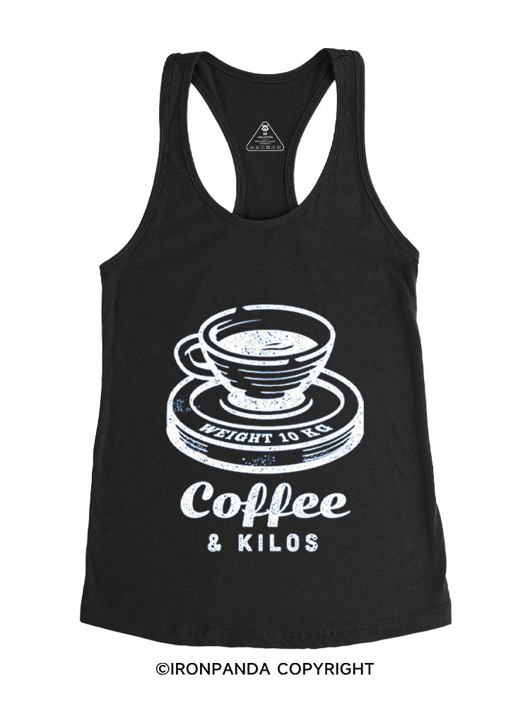 COFFEE & KILOS Gym Racerback Tank