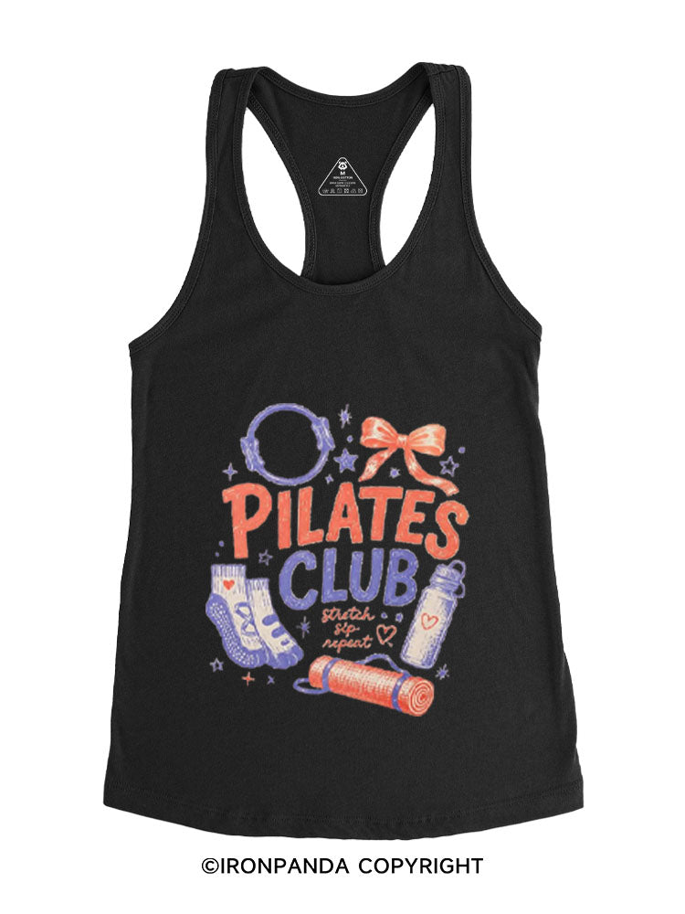 PILATES CLUB STRETCH SIP REPEAT Gym Racerback Tank