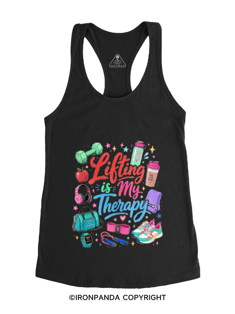 LIFTING IS MY THERAPY FUNNY GYM Gym Racerback Tank