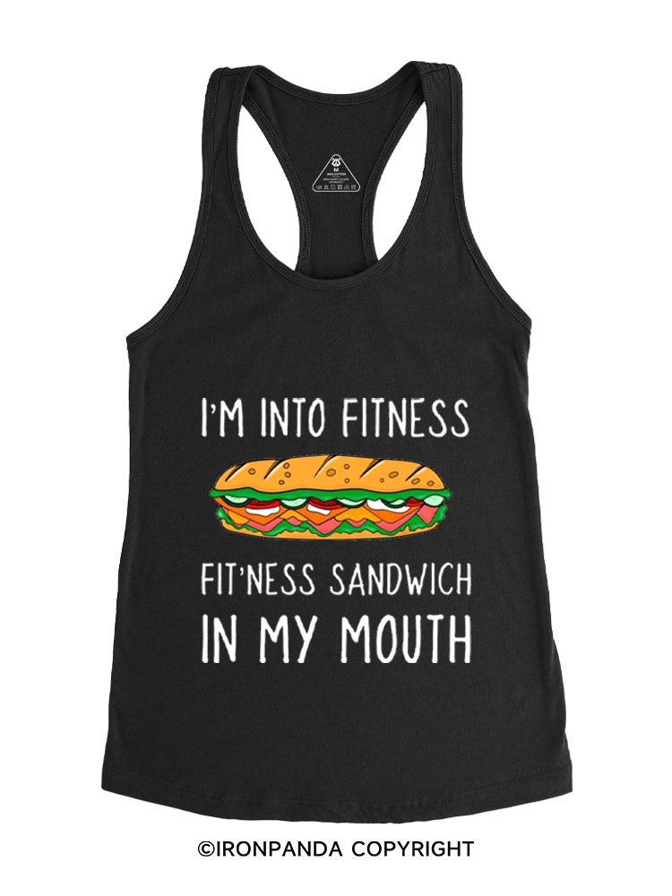 I'M INTO FITNESS FITNESS SANDWICH IN MY MOUTH GYM Gym Racerback Tank