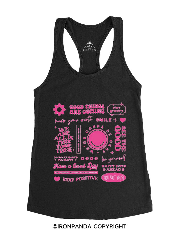 GOOD THINGS ARE COMING GROOVY Gym Racerback Tank