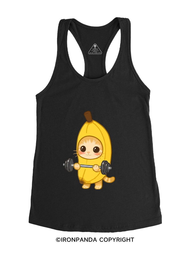 BANANA LIFTING KITTY Gym Racerback Tank
