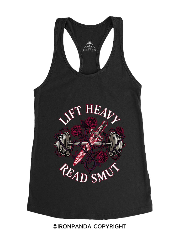 LIFT HEAVY READ SMUT Gym Racerback Tank