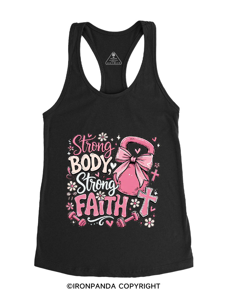 STRONG BODY, STRONG FAITH Gym Racerback Tank