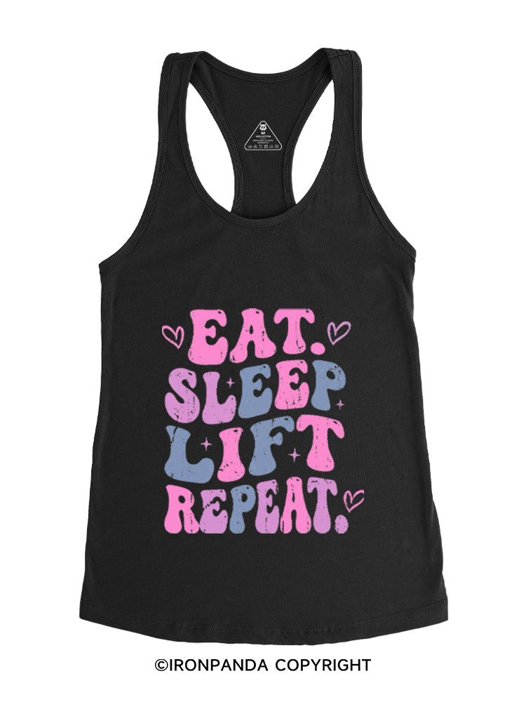 EAT SLEEP LIFT REPEAT Gym Racerback Tank
