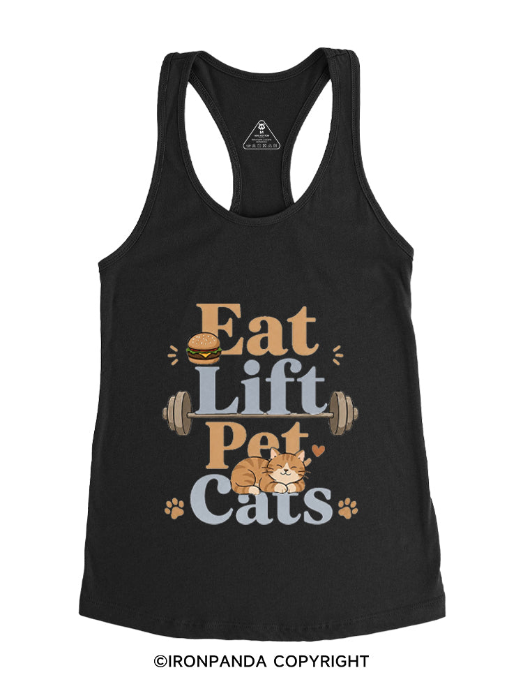 EAT LIFT PET CATS WORKOUT Gym Racerback Tank