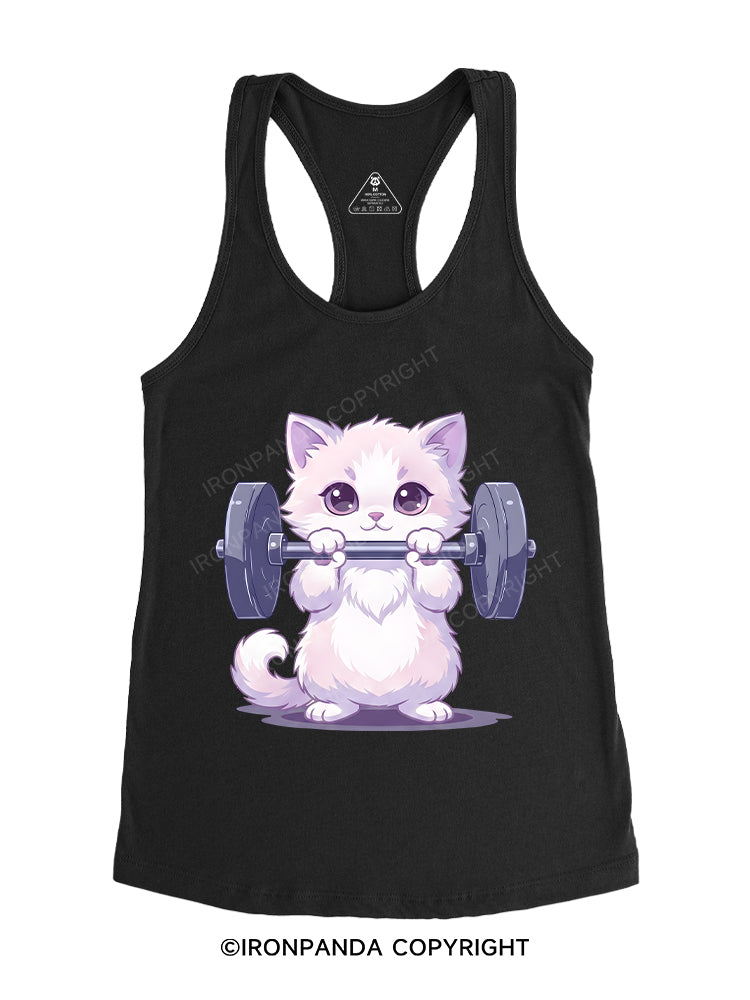 Weightlifting Cat Gym Racerback Tank