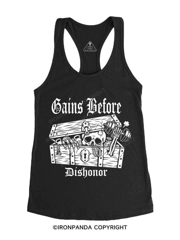 Gains Before Dishonor Gym Racerback Tank