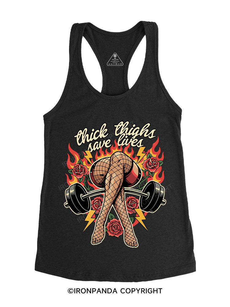 thick thighs save lives Gym Racerback Tank