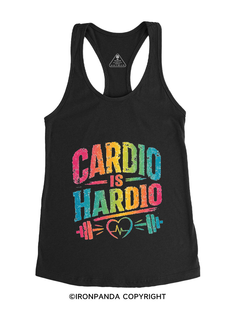 CARDIO IS HARDIO COLORFUL FITNESS Gym Racerback Tank