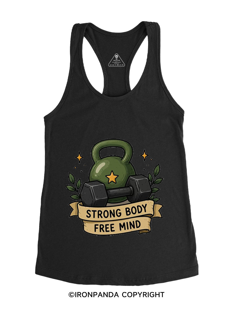 STRONG BODY FREE MIND KETTLEBELL Gym Racerback Tank