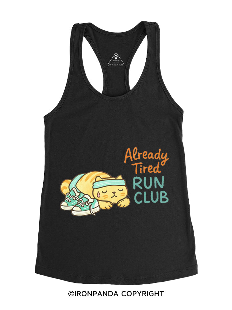 ALREADY TIRED RUN CLUB FUNNY KITTY Gym Racerback Tank