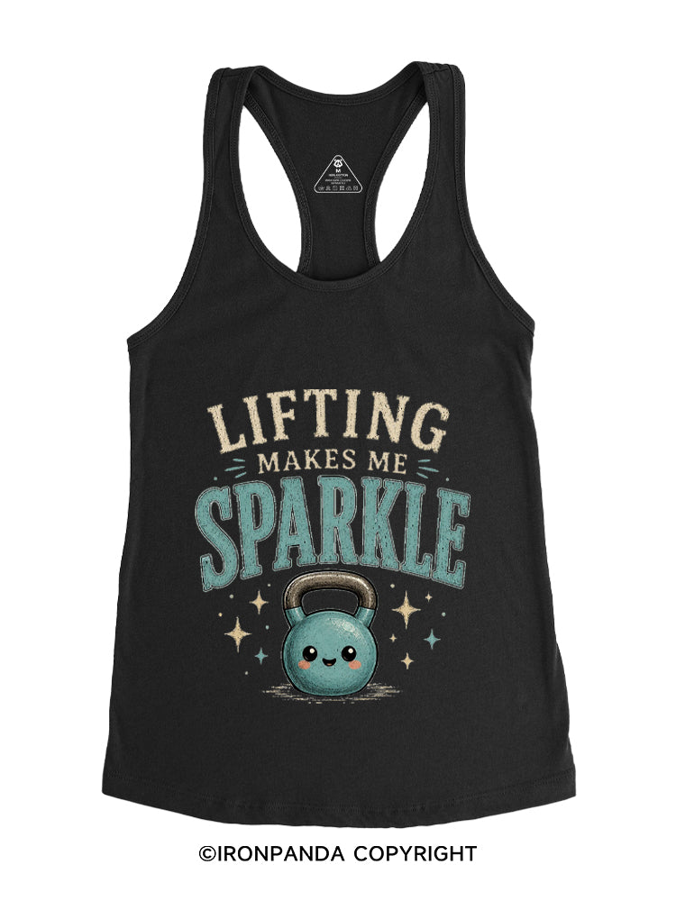 LIFTING MAKES ME SPARKLE KETTLEBELL Gym Racerback Tank