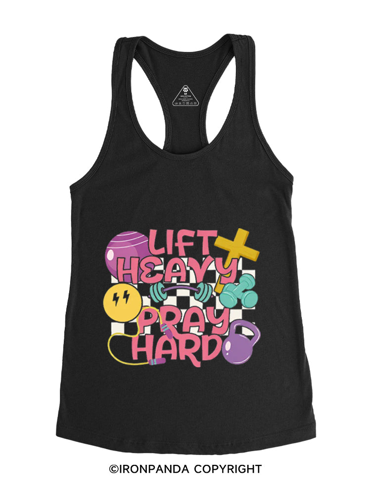 LIFT HEAVY PRAY HARD COLORFUL GYM Gym Racerback Tank