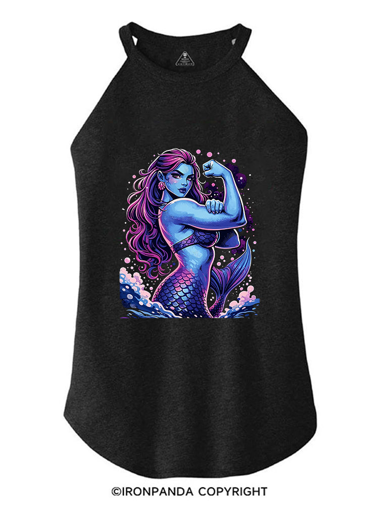 STRONG MERMAID SHOWS OFF BICEPS ROCKER COTTON TANK